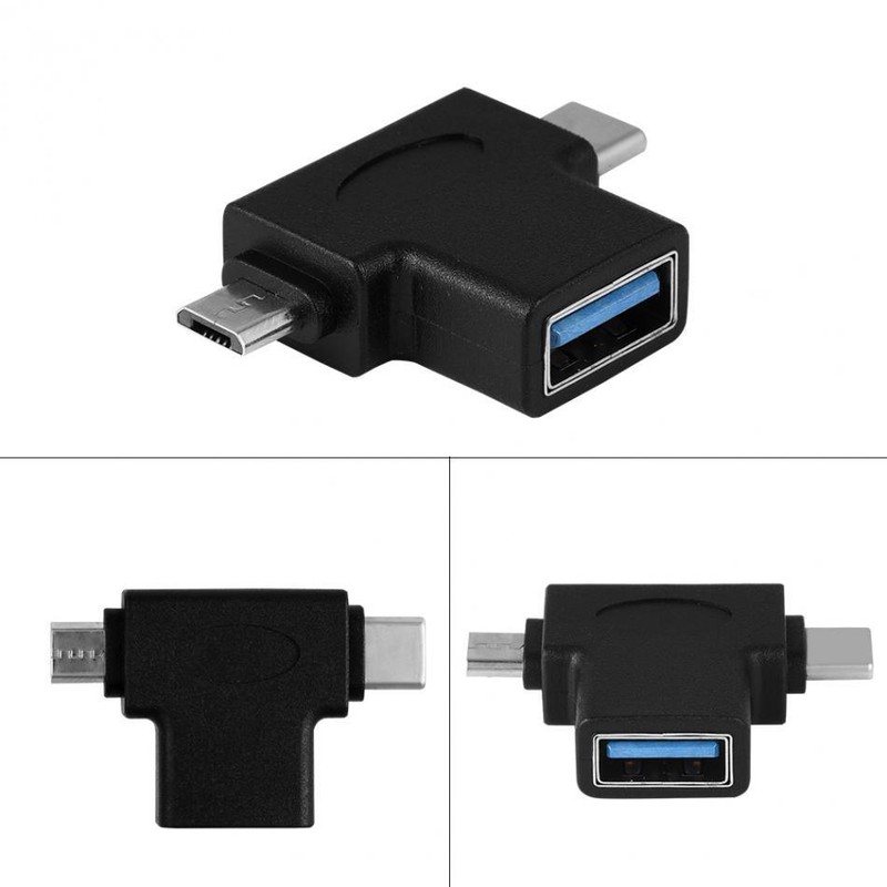 2 In 1 OTG Adapter Micro USB + USB 3.1 Type-C Male to USB 3.0 Female Converter