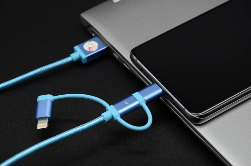 Character Cables TinyTAN 3in1 Cable V (USB-A to USB-C, Micro USB, MFI Certifi... gallery