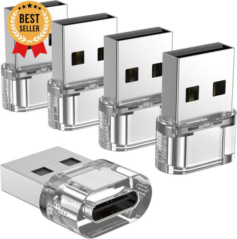 5-Pack USB to USB C Adapter Charger Converter for Apple Watch iPhone 16 Samsung