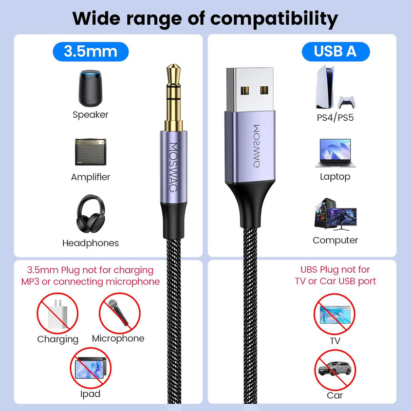 USB to 3.5Mm, USB to Audio Jack Adapter, PC 3.5Mm Male AUX Stereo Audio Converte gallery