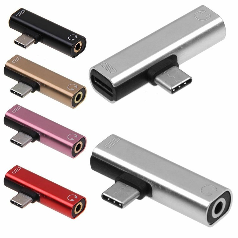 2 in 1 Type C to 3.5 mm and Charger Headphone Audio Jack USB C Cable Adapter US gallery