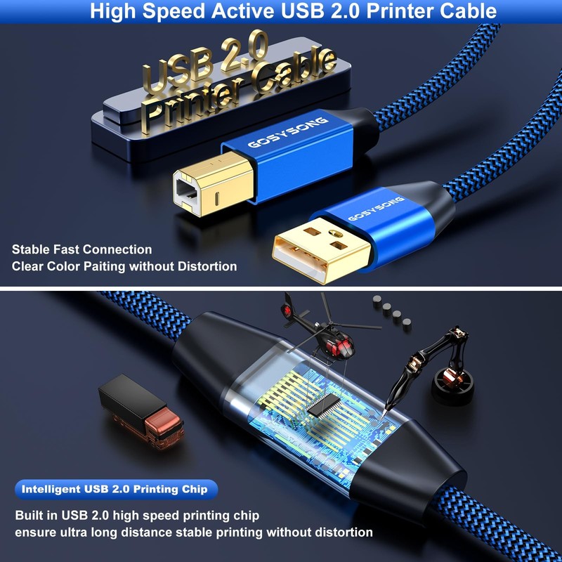 100ft Active USB 2.0 Cable, Type A to Type B, High Speed Printer Cable Compat... gallery