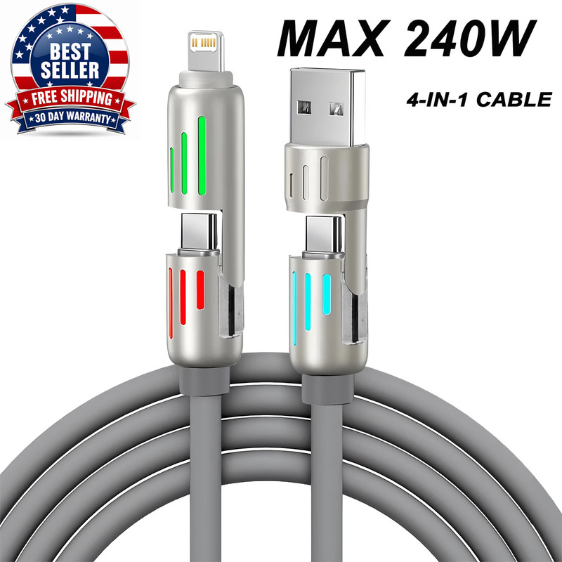 1/2/3Pcs 4-IN-1 240W USB Type C to USB C Cable PD Fast Charger Wire for Iphone 1 gallery