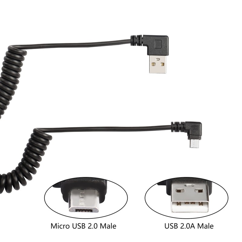 Micro Usb Coiled Cableleft Angle Micro Usb Male To Right Angle Usb A Male Sync & gallery