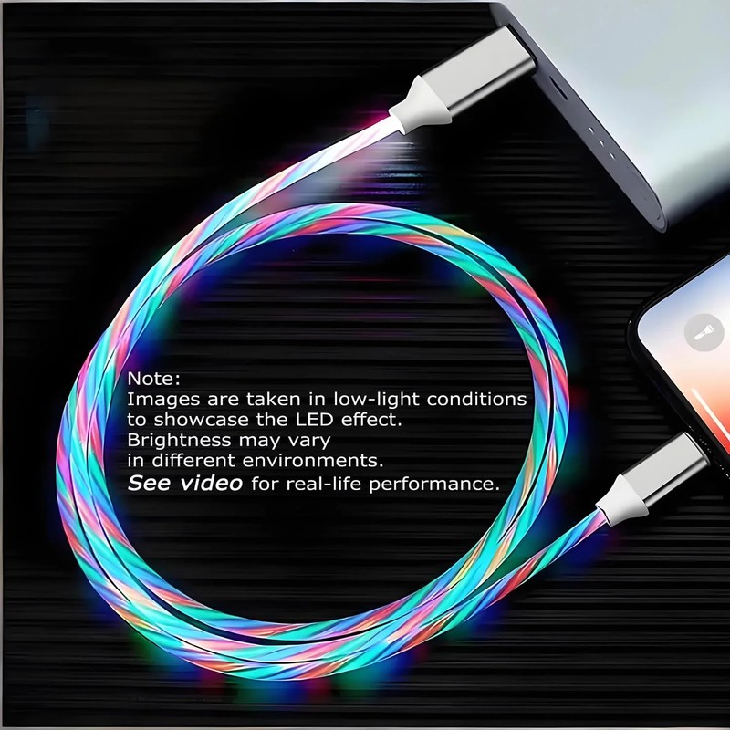 Camping Car Multi Charging Cable, USB C to USB C RGB Breathing 3 in 1 Fast Charg gallery