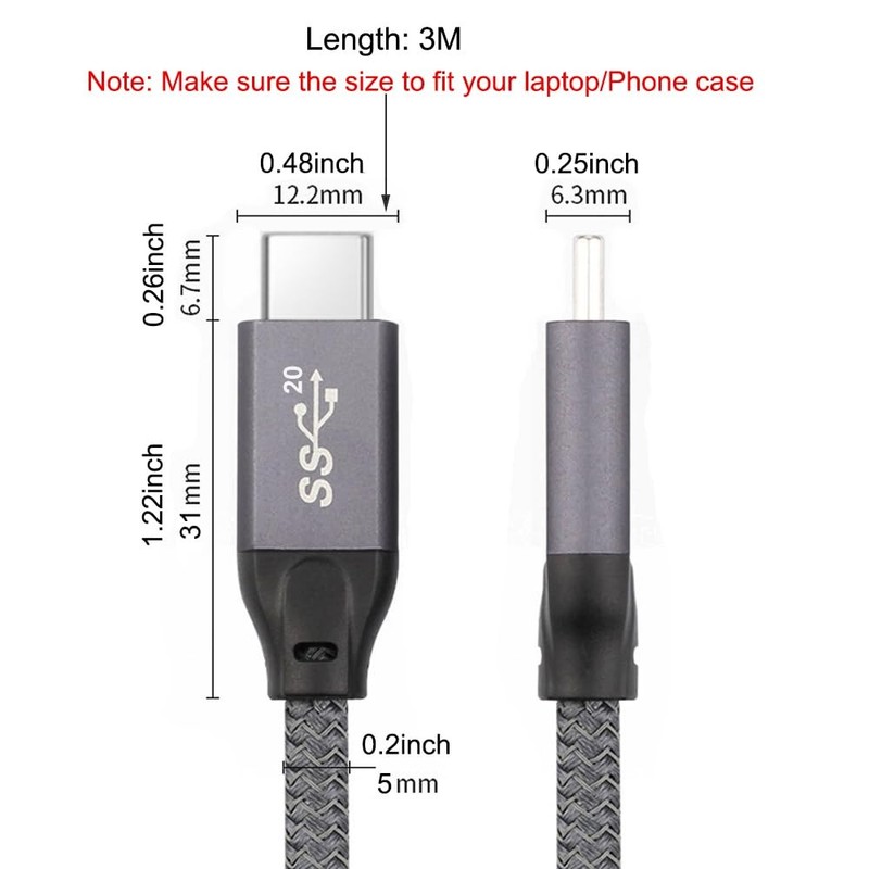 USB C to USB C Cable 10Ft, USBC 3.2 Gen 2 Cable 4K Video 100W PD Charging Cab... gallery