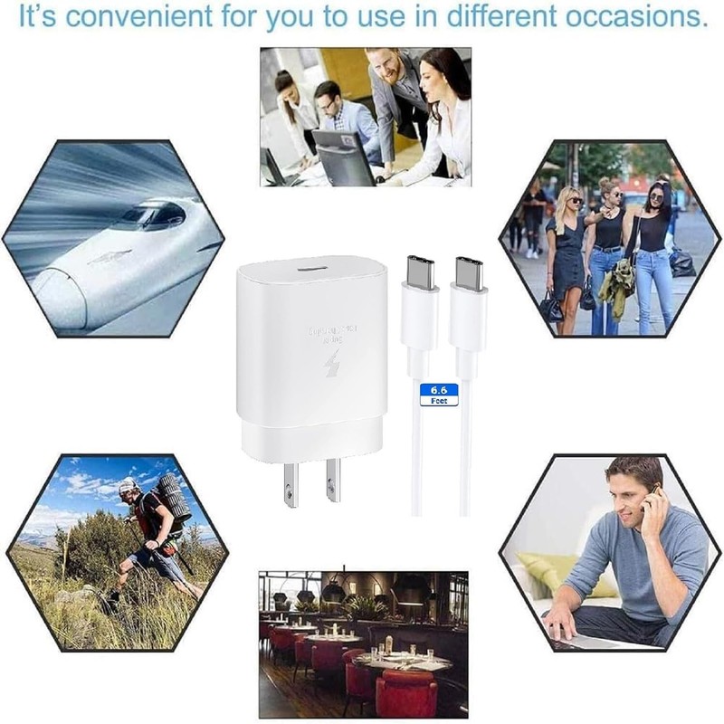 2 Pack 25w USB-C Super Fast Wall Charger+6FT Cable FOR Galaxy S24 S23 S22 Ultra gallery