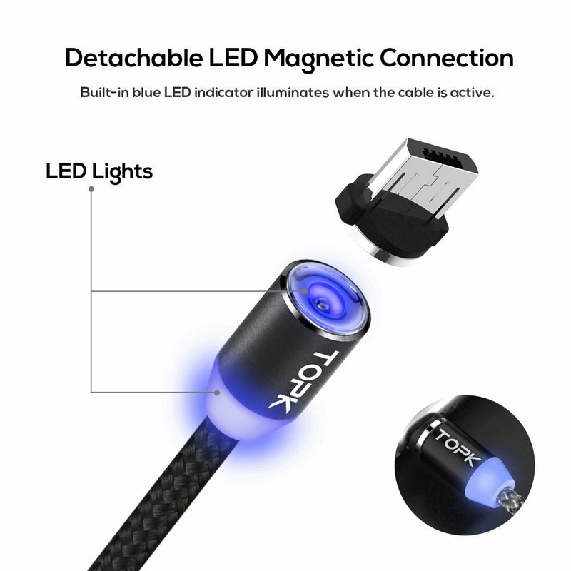 Magnetic Phone Charger 2 Nylon Cables, 3 In 1 Pack, 2m (6.6ft) 1m (3.3ft) gallery