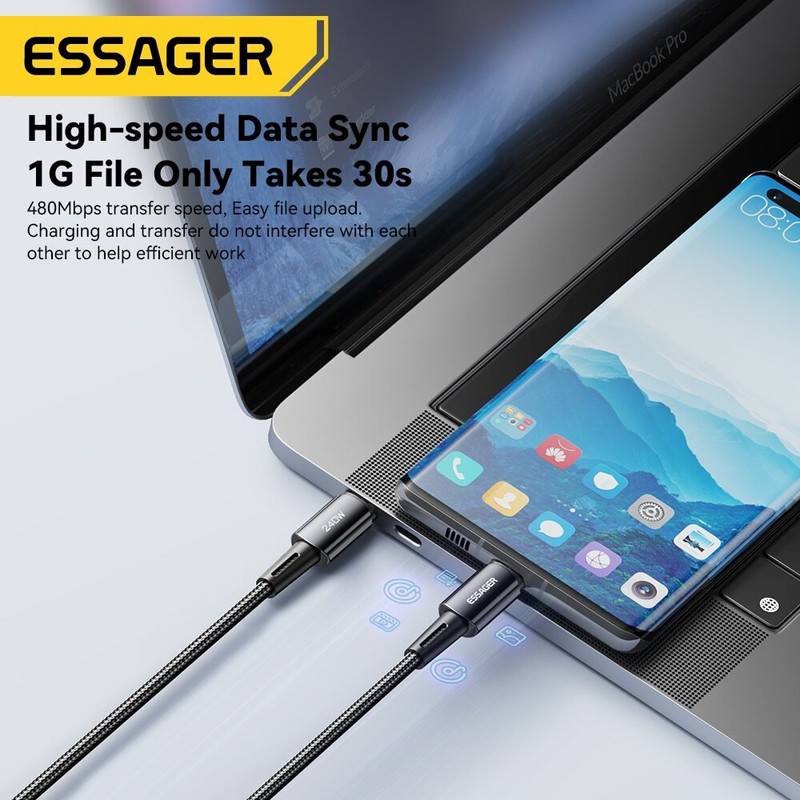 2PCS PD 240W Super Fast Charger USB Type C to Type C Cable Quick Charge Wire gallery