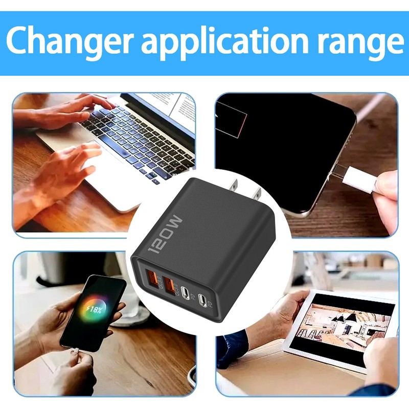 120W Fast USB C Charger Block Wall Charger For iPhone Samsung Android Phone USA gallery