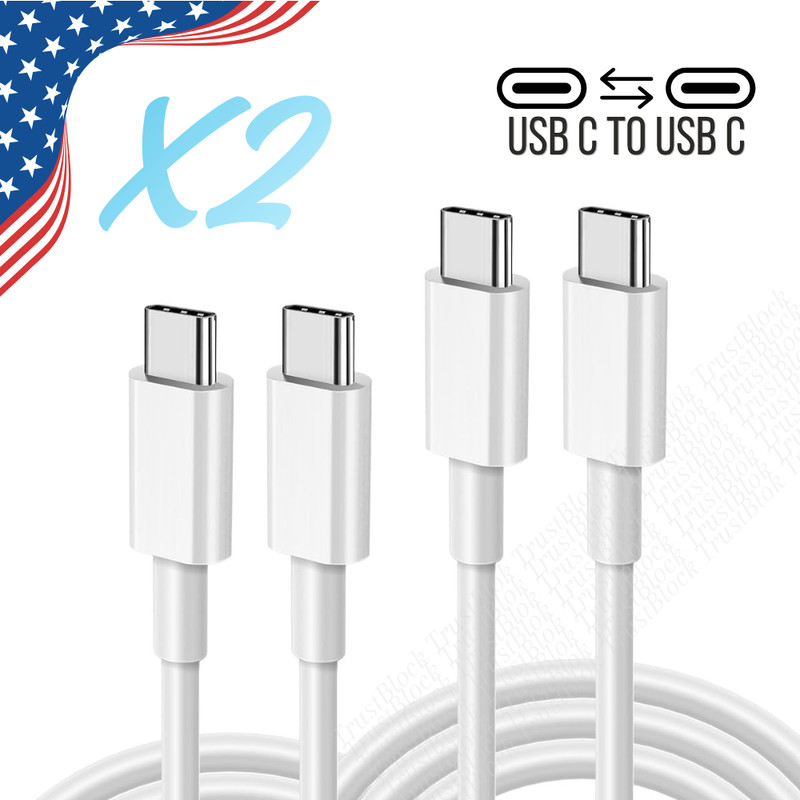2PACK 60W PD USB C to USB C Cable Fast Charging Type-C Cord For Samsung MacBook