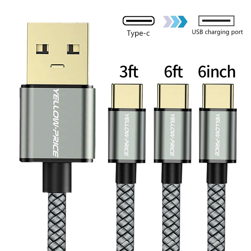 Premium Nylon USB C Charger Cable , USB A to Type C Charging Cable Fast Charge