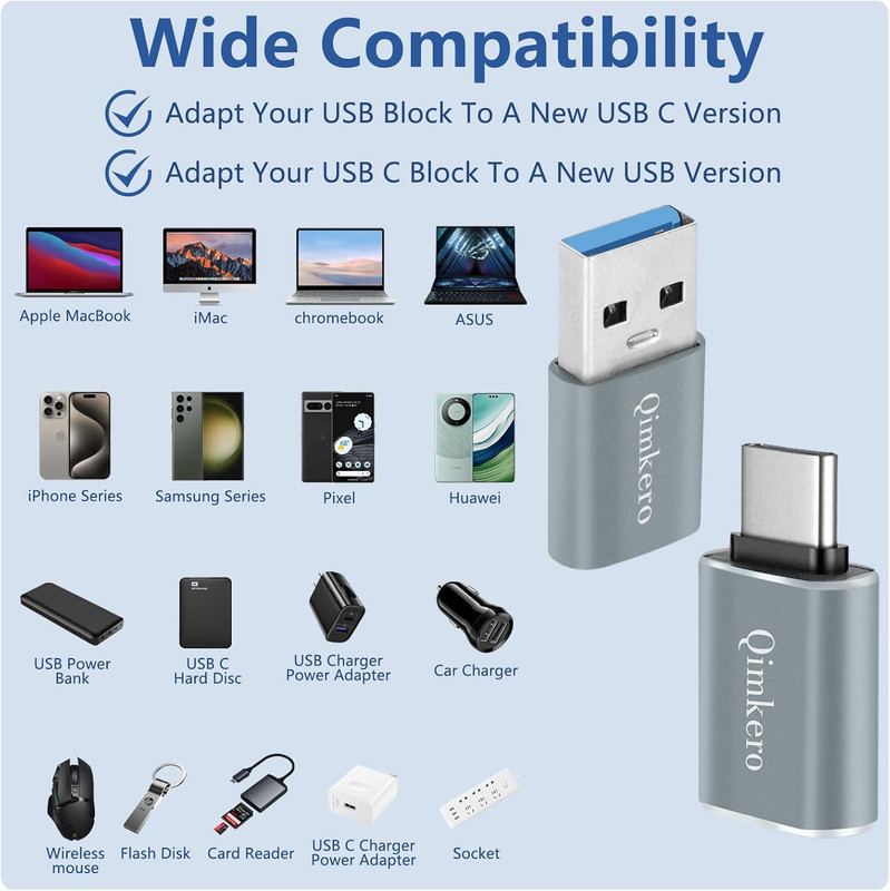 (4-Pack) 2 * Type C Female to a Male Charger Converter & 2 * USB C Male to USB F gallery