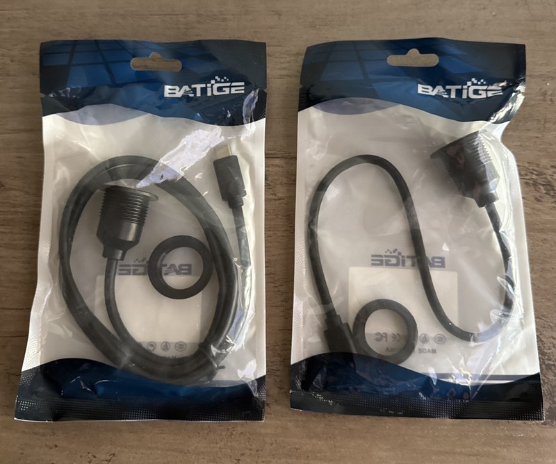Lot of 2 Single Port Type C 3.1 Flush Mount Cable USB 3ft and 1ft NEW