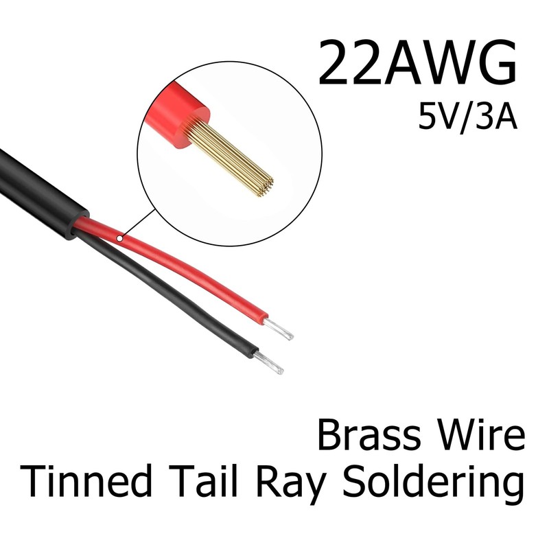 5 PCS 22AWG USB A 2.0 Male Plug To 2 Pin Bare Wire Open End Repair Cable gallery