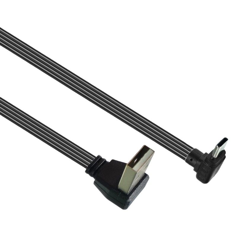 USB 2.0 Male to USB C Data Cord Wire Straight Head/90 Degree Bend Flat Cable