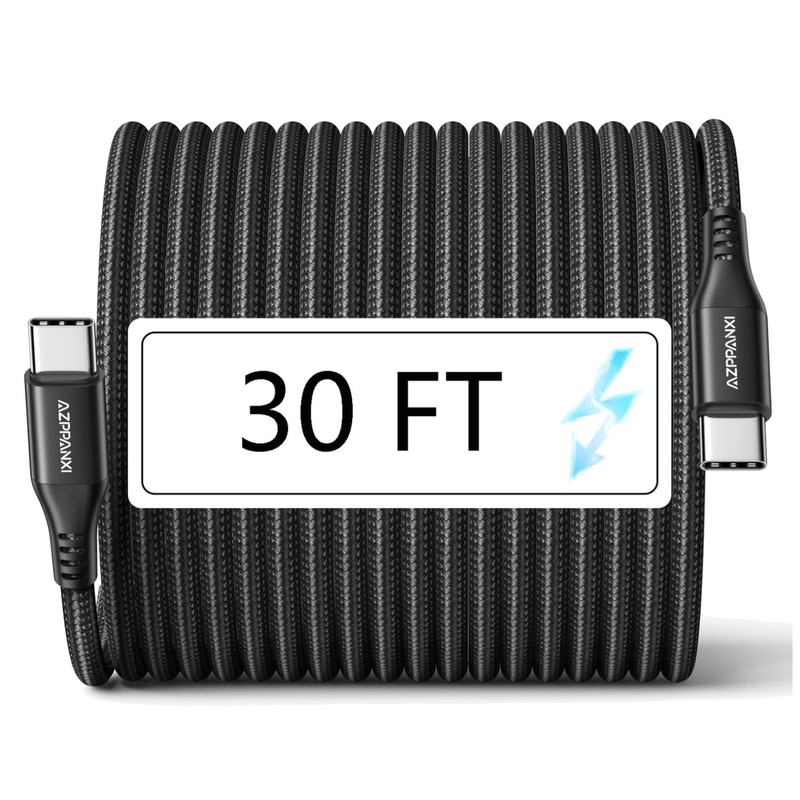 30FT USB C to C Charger Cable, Nylon Braided Type-C