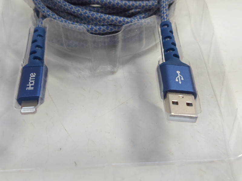 iHome Nylon Braided Strain Defense Fast Charging USB Cable 10 ft Blue gallery