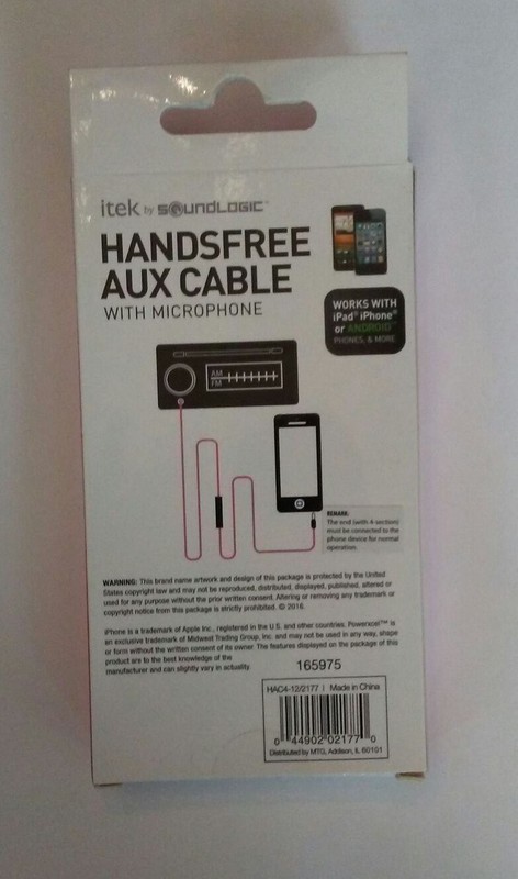 itek by Soundlogic Handsfree AUX Cable with Microphone