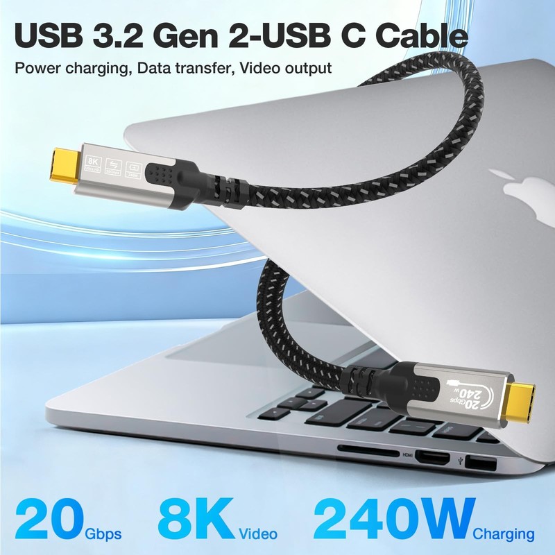 USB C to USB C Cable,USB C 3.2 Gen 2*2,4K@144Hz, 8K@30Hz Video Monitor Displa... gallery