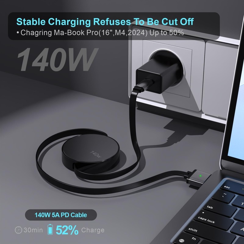 140W USB-C to Magnetic 3 Cable, 5.3FT Compatible with Magsafe 3 Cable for Mac... gallery