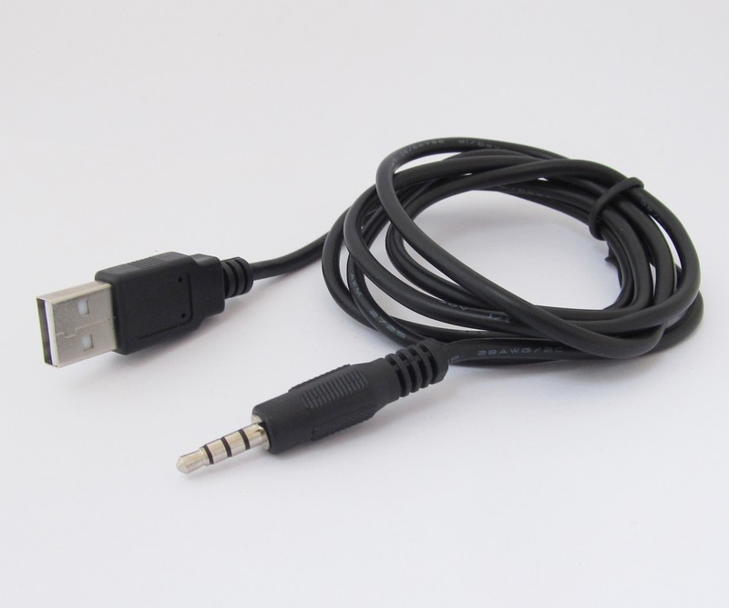 1pc 4-Pole 3.5mm USB A Male To Male Adapter Converter Data Charging Cable