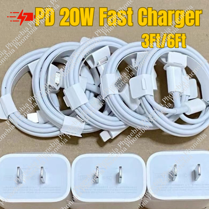 For iPhone 15 14 13 12 11 Pro Max 20W PD USB C Fast Charge Cube Type C Cable Lot