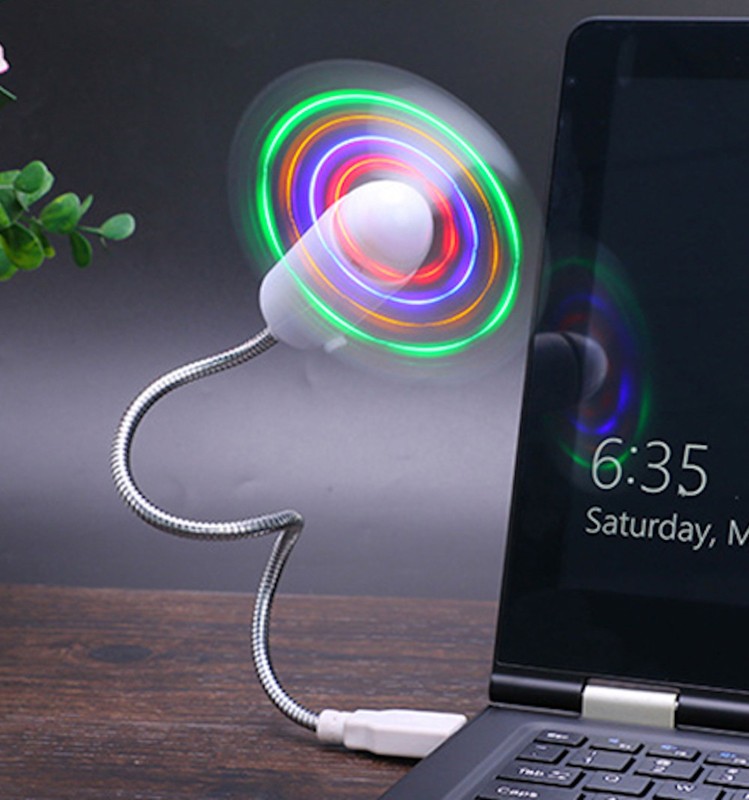 LED LIGHT USB POWER COOLING Mini FAN Travel Laptop Computer PC Desk (I LOVE YOU) gallery