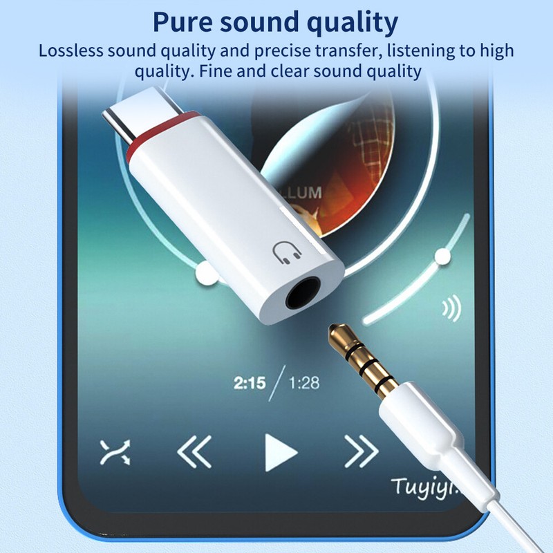 2 Pack USB-C Type C Adapter Port to 3.5mm Aux Audio Headphone Jack Converter NEW gallery