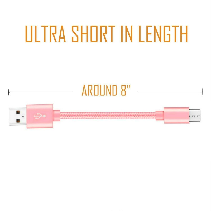 Micro USB Short Cords, 3 Pack 8in / 21cm Nylon Braided Micro USB Fast Charger... gallery