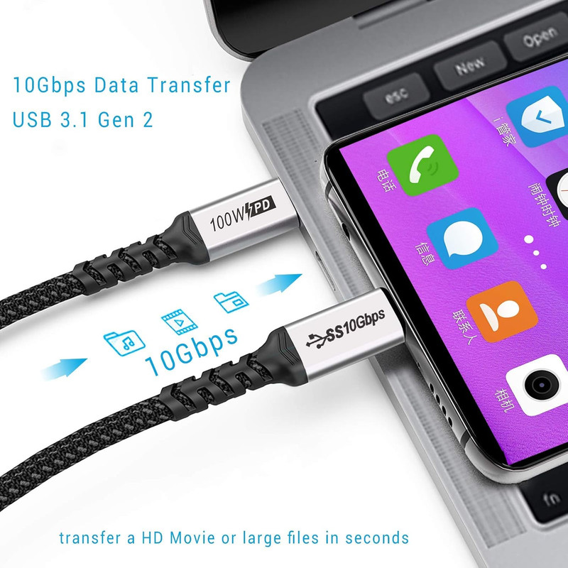 USB C to C Cable 1.5ft 2 Pack 3.1 Gen 2 10Gbps 100W 4K Video Fast Charging Data gallery