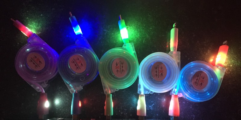 3ft RETRACTABLE LED light charger usb cable FOR apple iPhone 7 6 6s plus 5 5S 5C
