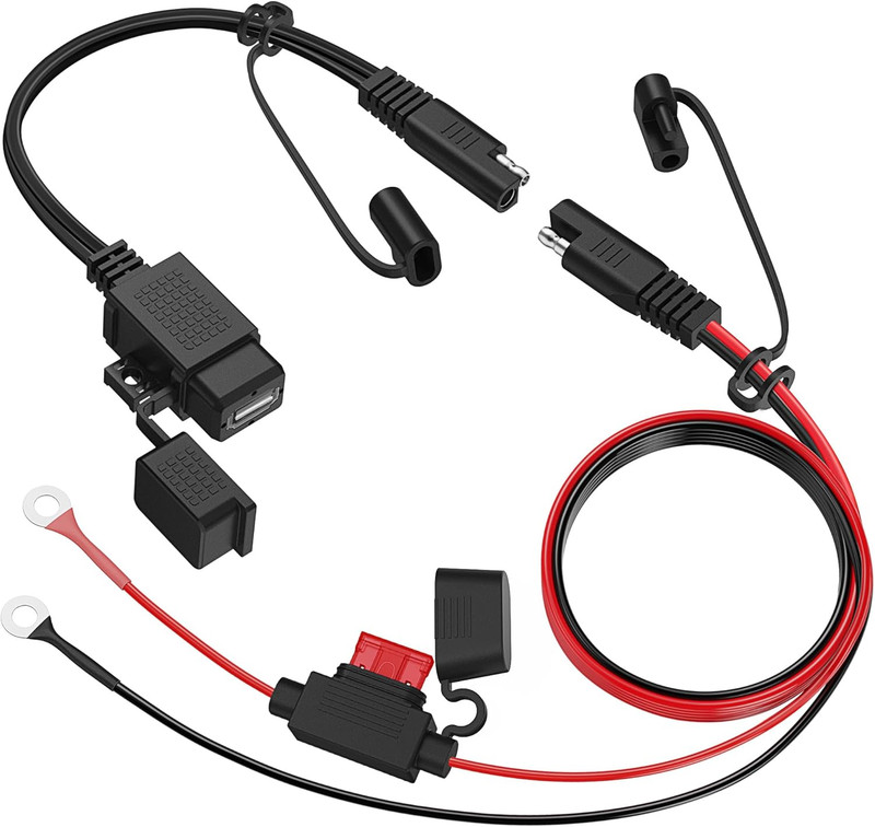 Motorcycle USB Charger,Sae to USB Cable Adapter SAE Quick Disconnect 2.1A Waterp