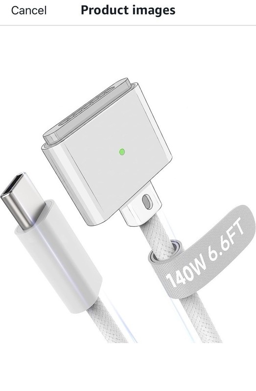 USB-C to MagSafe 3 Charging Cable – Woven White – 2m / 6.6 ft (New, Sealed)