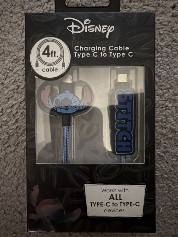 Disney Stitch 4 Ft Charging Cable-works With All Type-C To Type-C Devices gallery
