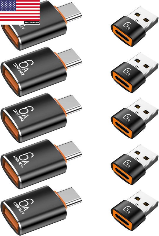 10-Pack 10Gbps/120W USB C to USB Adapter & C Male to 3.1 Female Charger,Compatib gallery