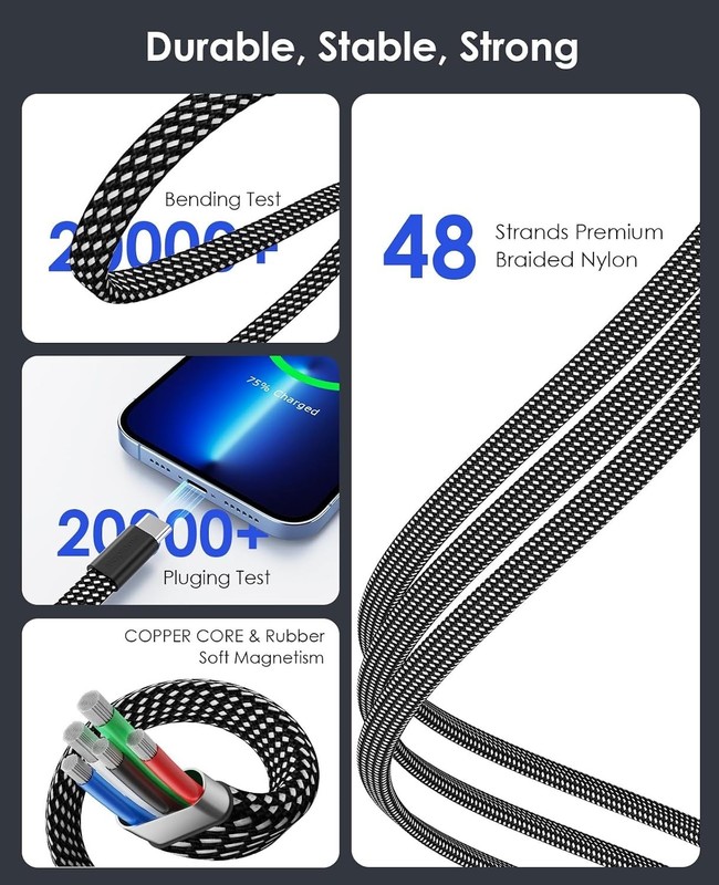 Magnetic Coiled USB C to USB C Cable - 60W 3A High-Speed Data Transfer gallery