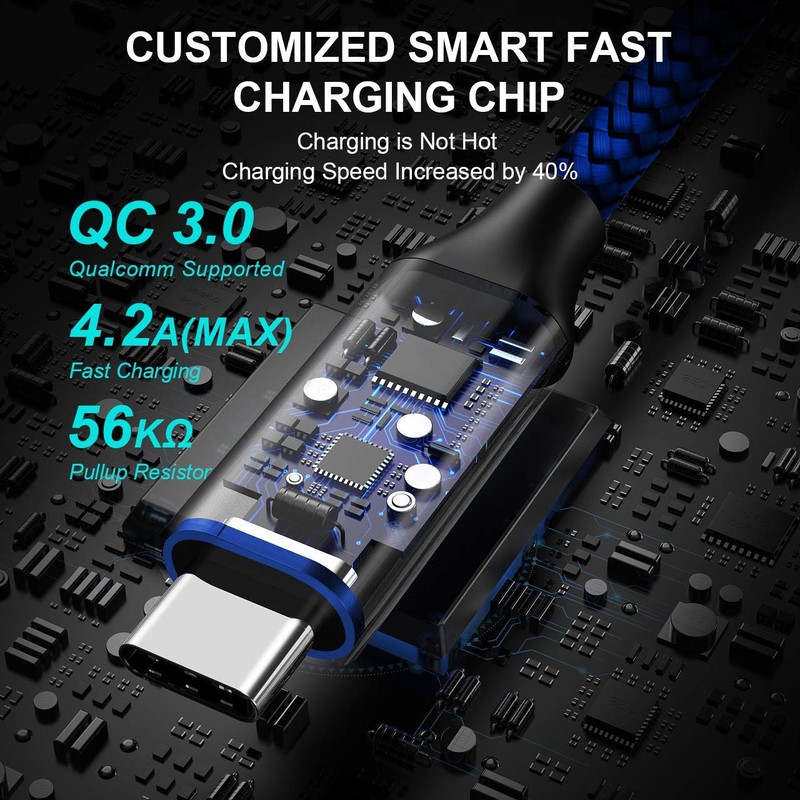 [4-Pack, 1ft] Short USB Type C Cable 1ft,1ft,1ft,1ft, Red, Gray, Blue, Black gallery