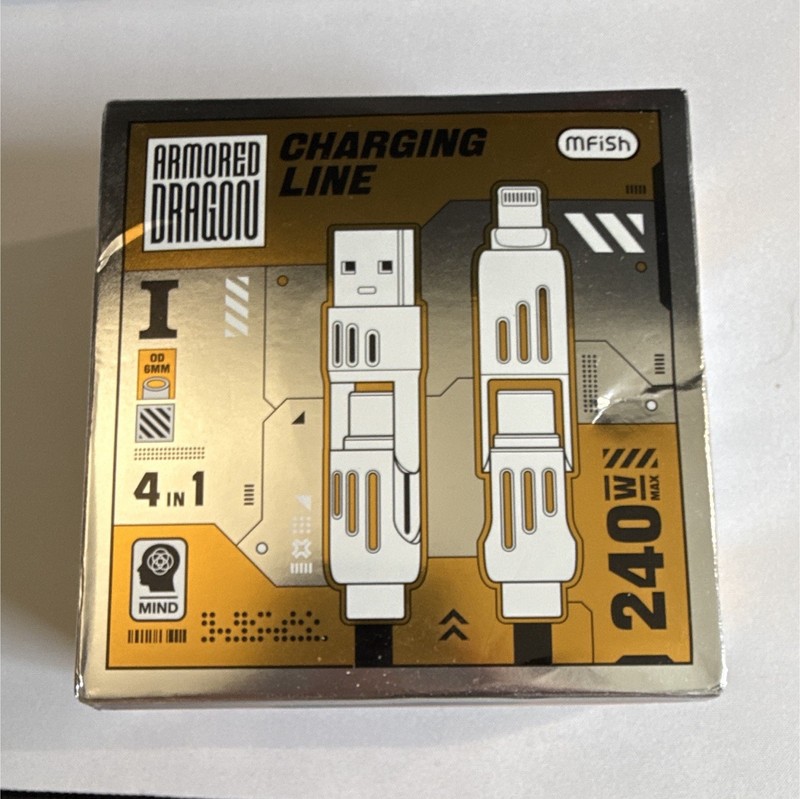 mFiSH Armored Dragon 4-in-1 USB-A/USB-C to Apple Cable 1m 240W