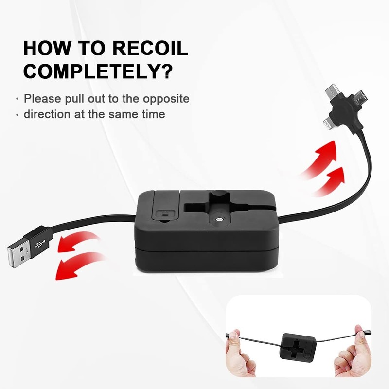 USB 2 Pack 3 In 1 Multi Retractable Charging Cable Multiple Retractable Cable Fa gallery