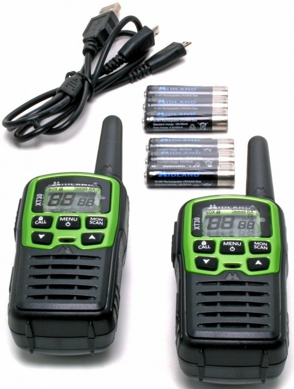 WALKIES MIDLAND XT30 WITH BATTERY CHARGING CABLE + 2 STICK HEADPHONES WITH VOX gallery
