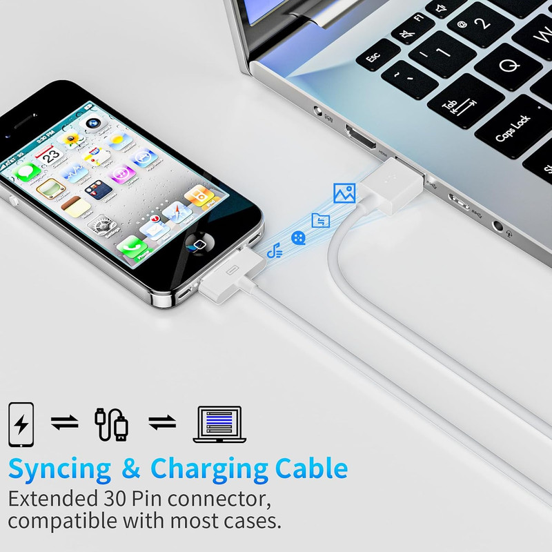 2 Pack 30-Pin to USB-C Cable for Iphone 4 | 2 Pack 5W USB Charger Adapter| Mfi gallery
