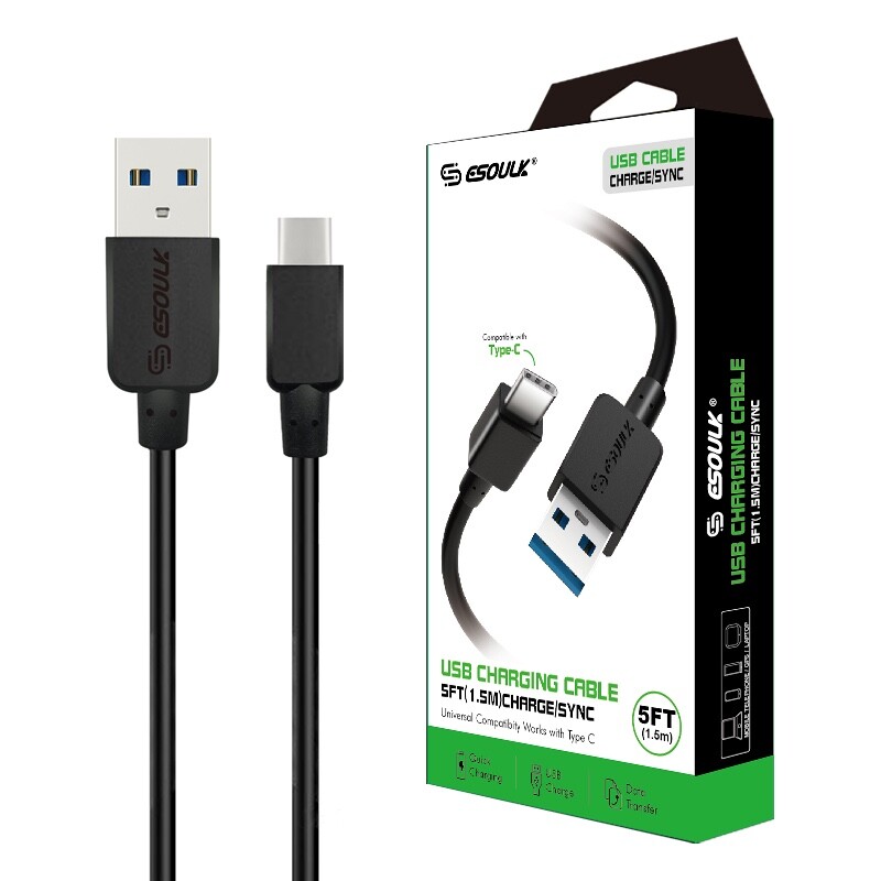 5ft Fast USB-A to USB-C Cable - iPhone & Android by Esoulk - RETAIL PACKAGING gallery