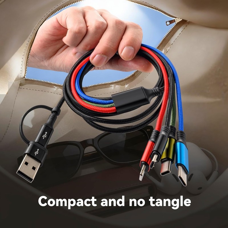 Dual USB-C 4 in 2 Multi Charging Cable 6Ft for iPhone Android iPad Kindle PS gallery
