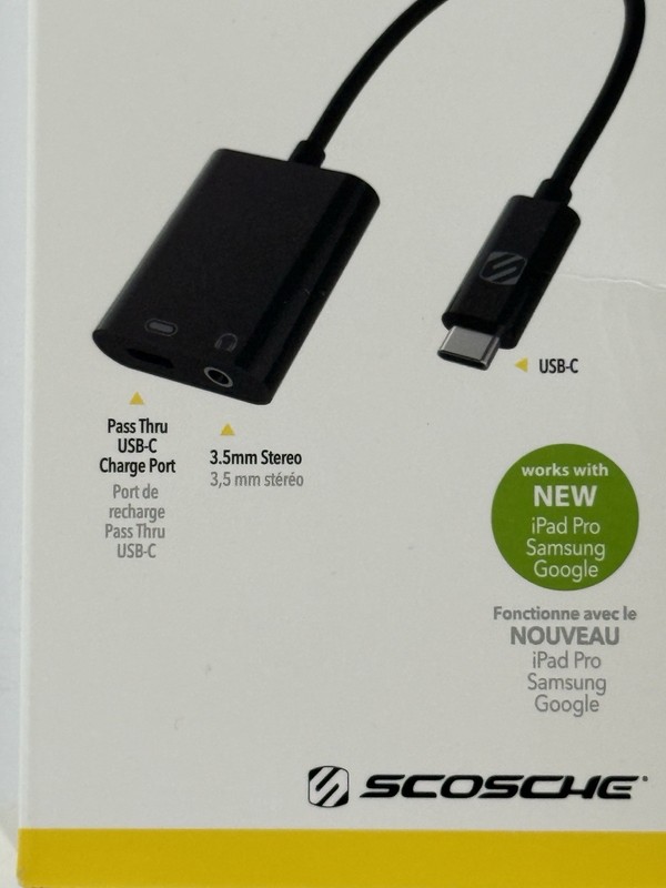 Scosche Audio Adapter Plug for USB-C Devices Samsung Galaxy iPad Pro NIB gallery