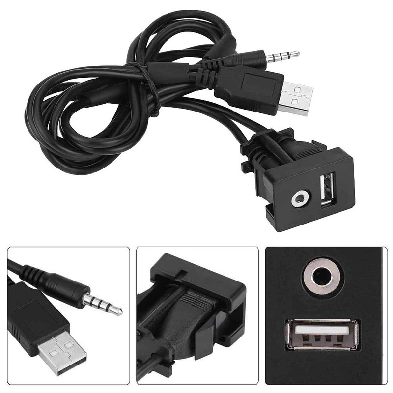 USB and Aux Port for Car, Universal Plastic and Copper 3.5mm Automotive USB D... gallery