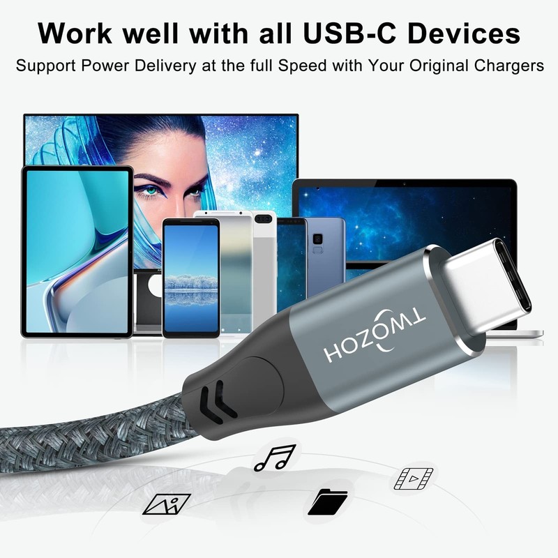 USB C To USB C 3.2 Gen 2 Cable 20Gbps 100W PD 4K Video Monitor 1.6 Foot gallery