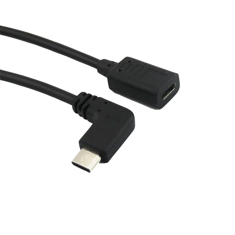1x 30cm Type C USB 3.1 Male Right Angle to Female Jack Data Sync Extension Cable