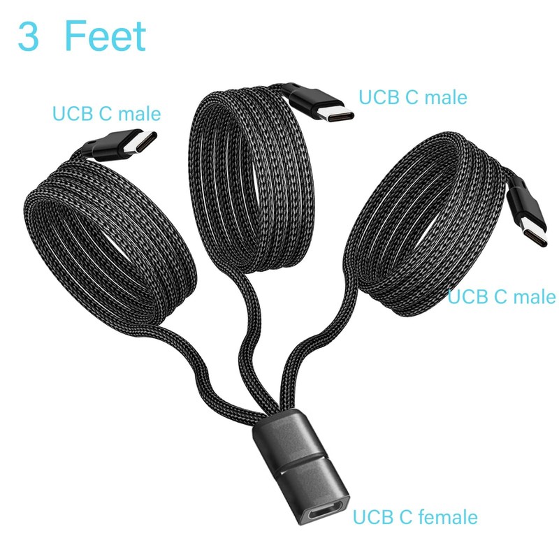 USB C Splitter Charging Cable, USB C 1 Female to 2/3 Male Y Splitter Extensio... gallery