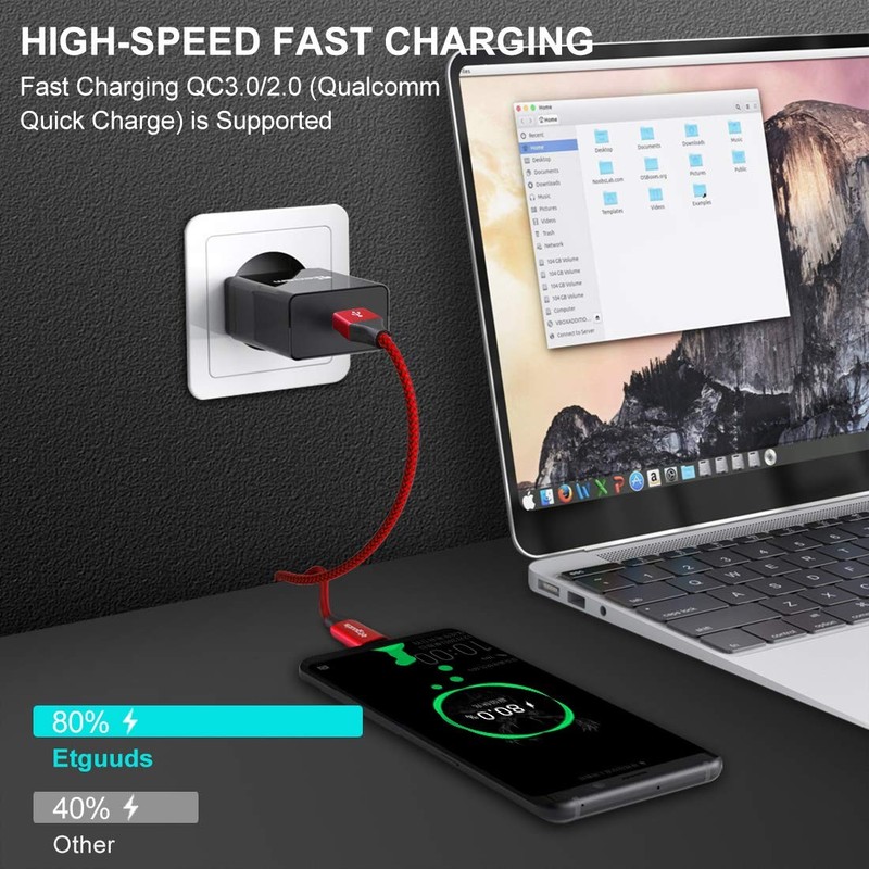 etguuds USB to USB C Cable 1ft, 2-Pack Short USB A to Type C Charger Cord Fas... gallery